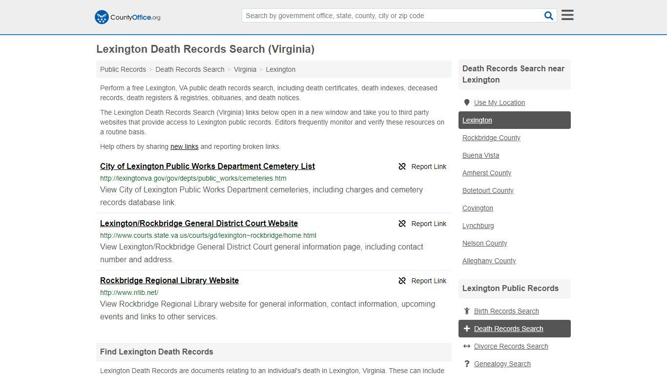 Death Records Search - Lexington, VA (Death Certificates ...