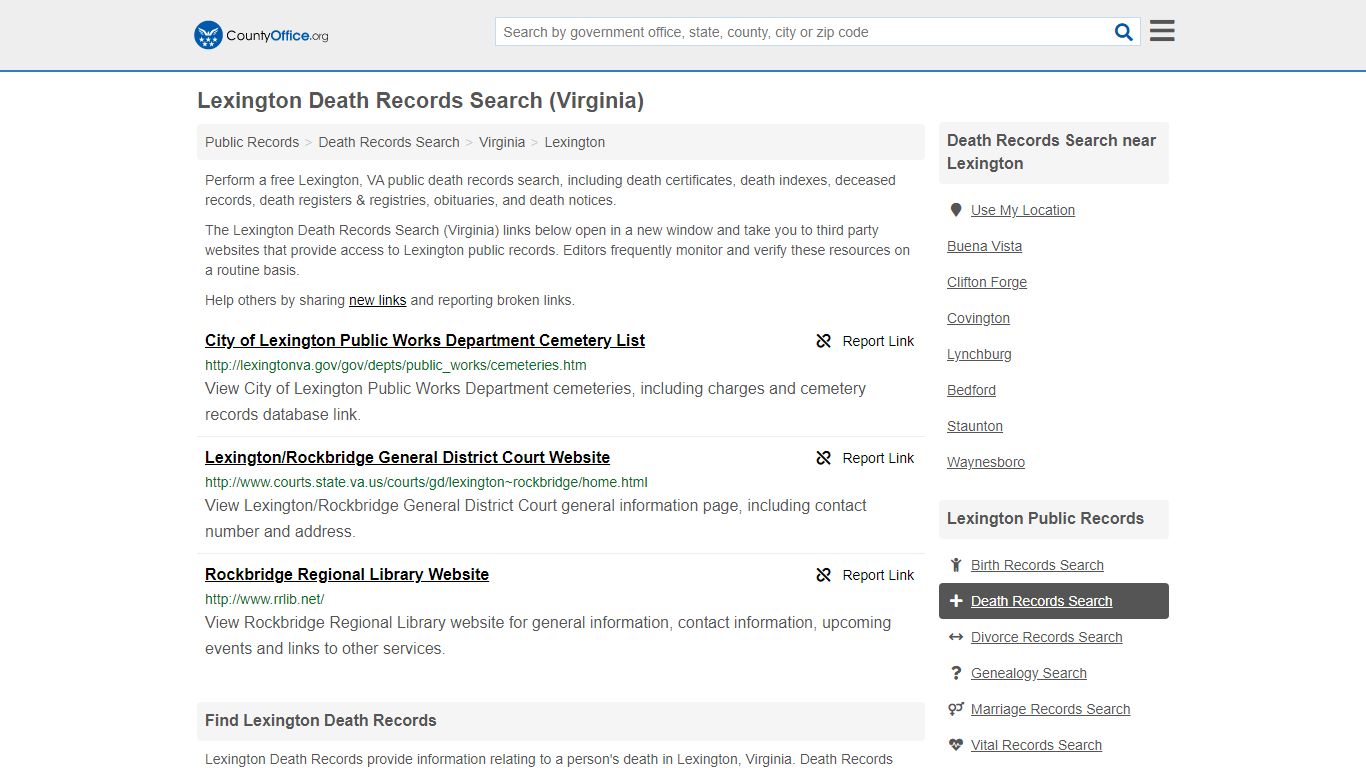 Death Records Search - Lexington, VA (Death Certificates ...